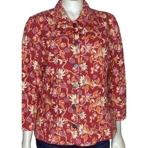 Christopher & Banks med. floral denim “shac-kit” with collar.